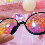 Festival Rave Kaleidoscope Glasses Prism Lens Crystal Effect Party Sunglasses - White - 45-Degree Angle