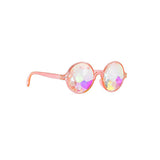 Festival Rave Kaleidoscope Glasses Prism Lens Crystal Effect Party Sunglasses - White - Close-Up Angle