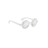 Festival Rave Kaleidoscope Glasses Prism Lens Crystal Effect Party Sunglasses - White - Low Angle