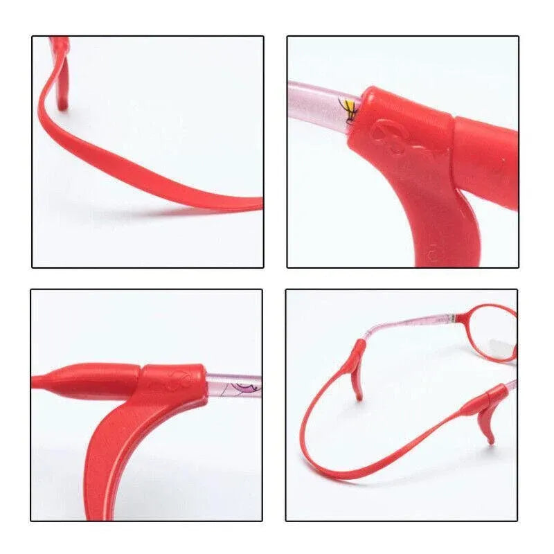 Silicone Glasses Strap and Ear Grip Set Eyeglasses Holder Cord with Hooks 20cm - Black