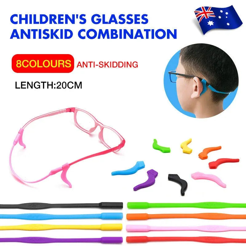 Silicone Glasses Strap and Ear Grip Set Eyeglasses Holder Cord with Hooks 20cm - Green