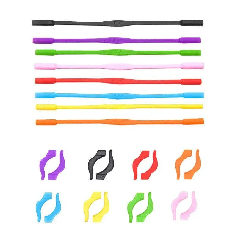 Silicone Glasses Strap and Ear Grip Set Eyeglasses Holder Cord with Hooks 20cm - Green