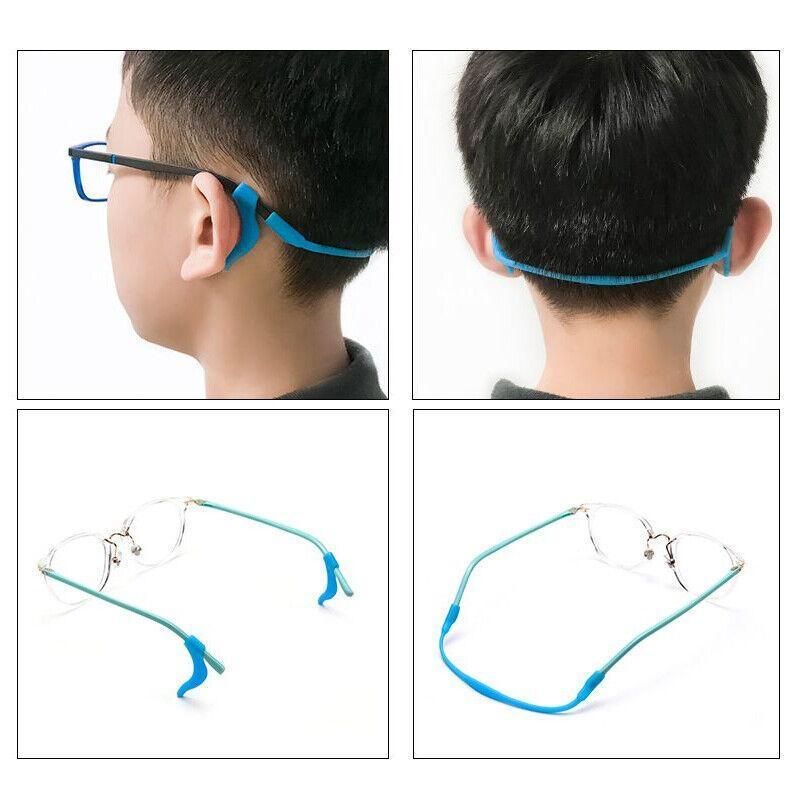 Silicone Glasses Strap and Ear Grip Set Eyeglasses Holder Cord with Hooks 20cm - Green