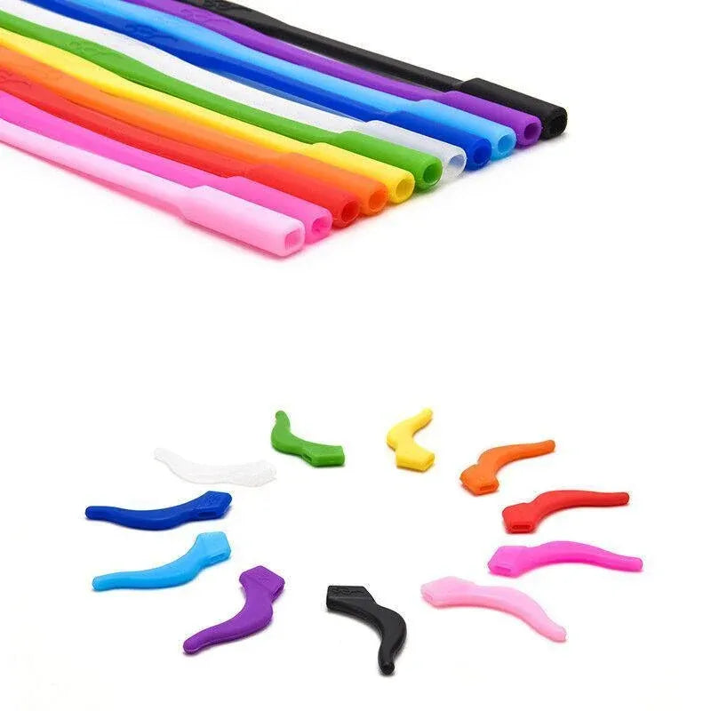 Silicone Glasses Strap and Ear Grip Set Eyeglasses Holder Cord with Hooks 20cm - Yellow