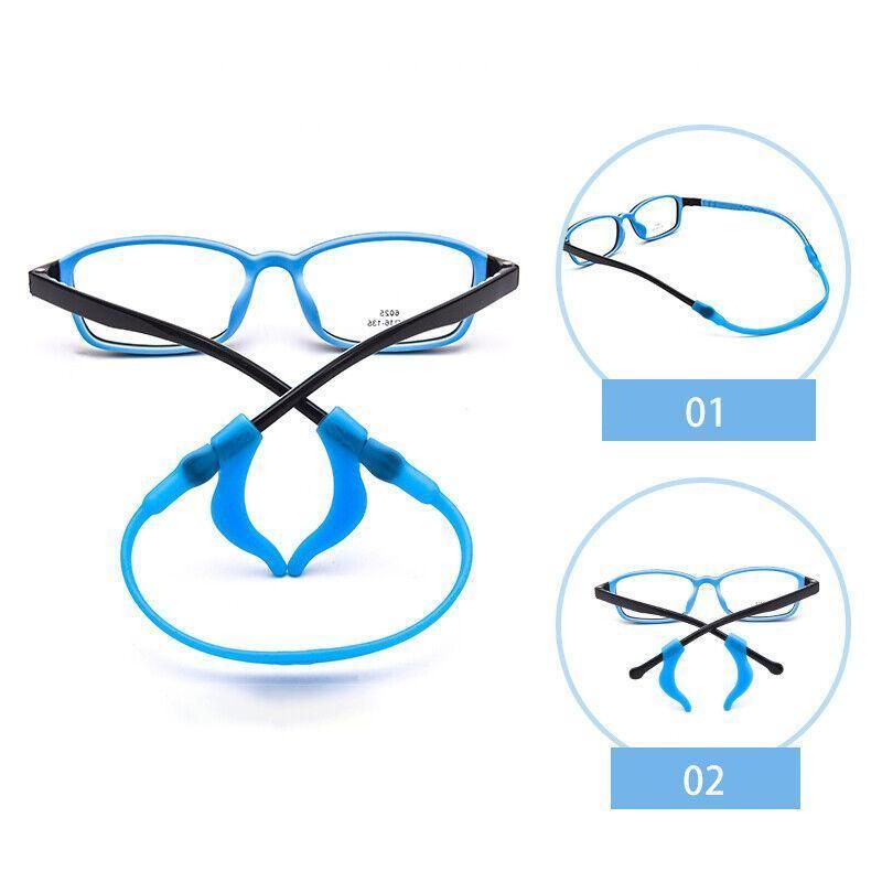 Silicone Glasses Strap and Ear Grip Set Eyeglasses Holder Cord with Hooks 20cm - Yellow