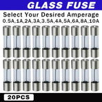 20Pcs M205 Glass Fuse 5Mm X 20Mm Slow Blow 250V / Select From 0.5A To 10A  Amp - 20PCS F4A