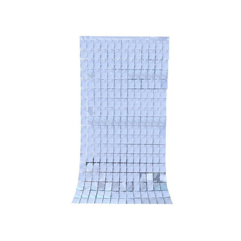Rectangle Tinsel Curtain Shimmer Wall Backdrop 2M Length Party Decoration Sequin - Light Blue