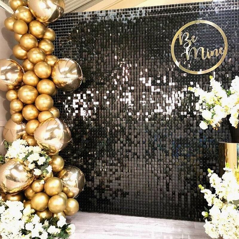 Rectangle Tinsel Curtain Shimmer Wall Backdrop 2M Length Party Decoration Sequin - Light Blue