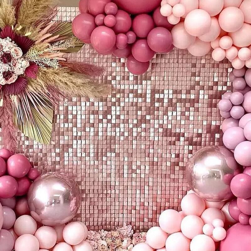 Rectangle Tinsel Curtain Shimmer Wall Backdrop 2M Length Party Decoration Sequin - Light Pink