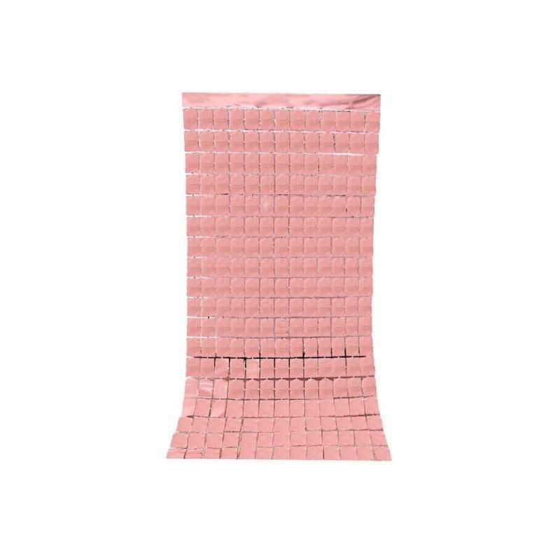 Rectangle Tinsel Curtain Shimmer Wall Backdrop 2M Length Party Decoration Sequin - Rose Gold
