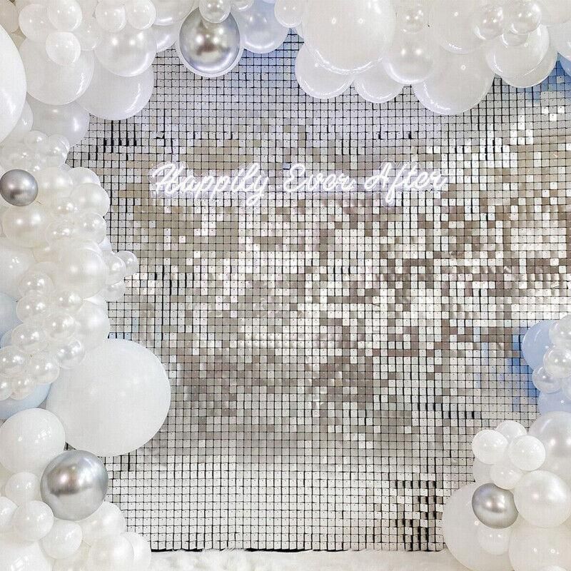 Rectangle Tinsel Curtain Shimmer Wall Backdrop 2M Length Party Decoration Sequin - Rose Gold