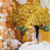 Rectangle Tinsel Curtain Shimmer Wall Backdrop 2M Length Party Decoration Sequin - Rose Gold