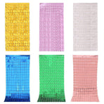 Rectangle Tinsel Curtain Shimmer Wall Backdrop 2M Length Party Decoration Sequin - Rose Red