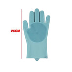 Silicone Dishwashing Gloves with Scrubber Palms, Blue, 1 Pair (2 Pcs)