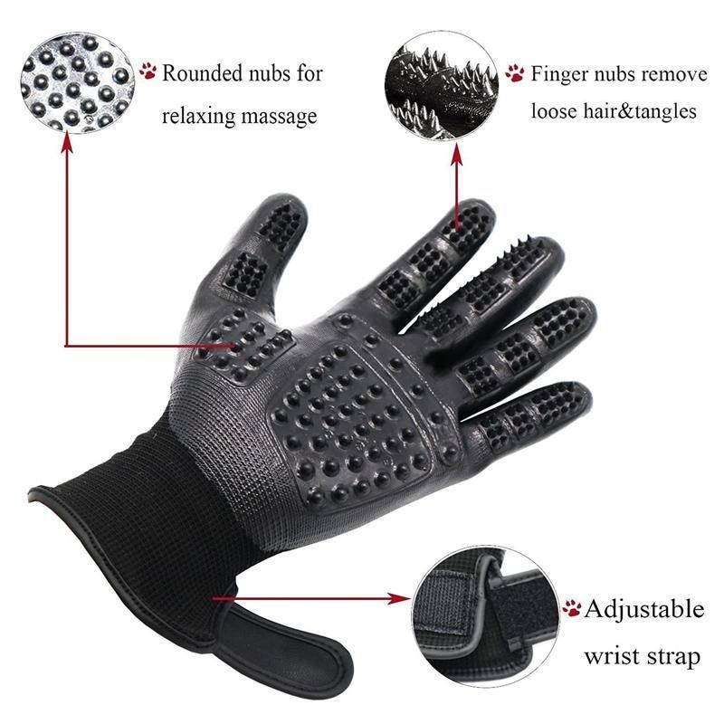 Black Pet Grooming Gloves - 1 Pair (2 Pieces)