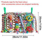 Parrot Gnawing Toys Woven Grass Nets Colourful Chewing Bird Cage Play