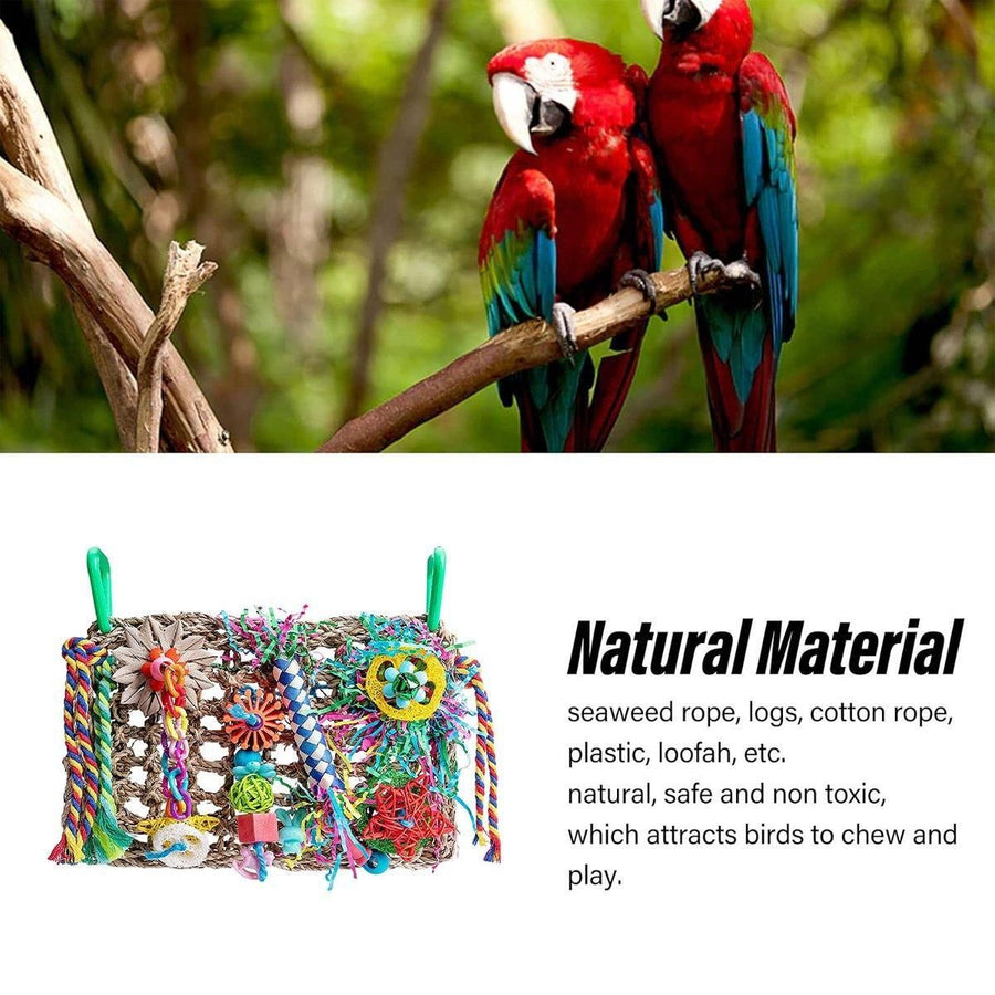 Parrot Gnawing Toys Woven Grass Nets Colourful Chewing Bird Cage Play