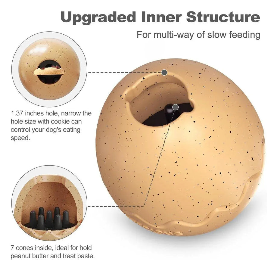 Licking Dog Gnawing Toy Slow Feeder Dinosaur Eggs Interactive Slow Food Dog Toy - Beige