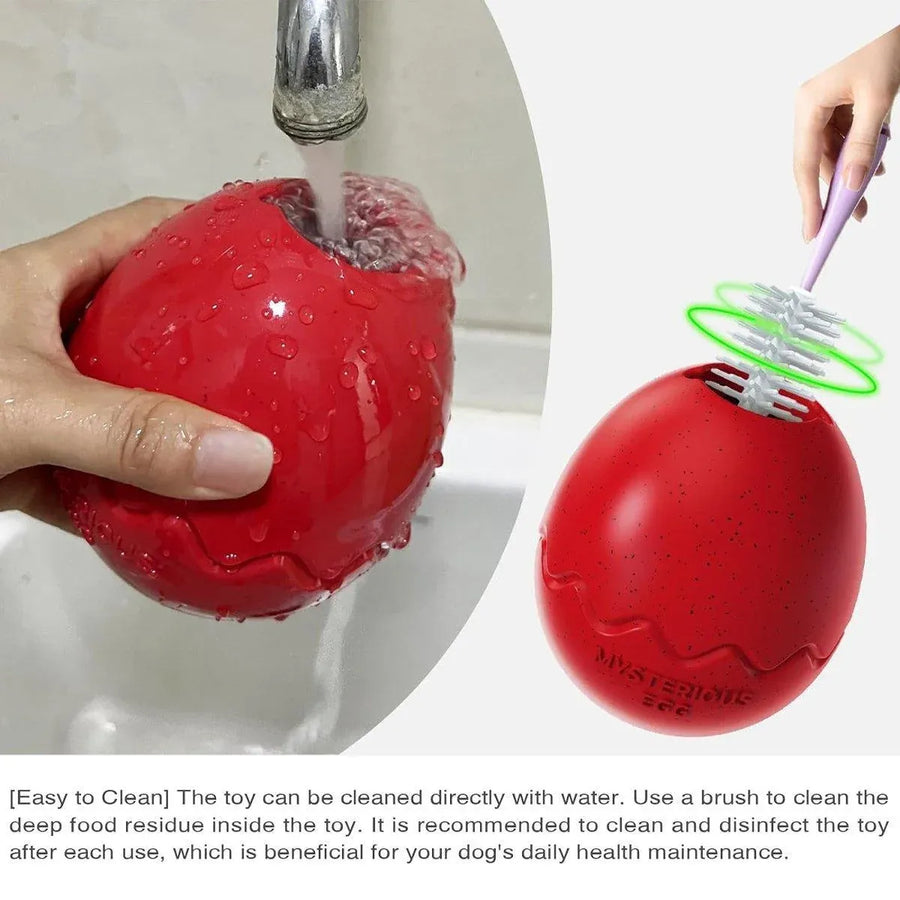 Licking Dog Gnawing Toy Slow Feeder Dinosaur Eggs Interactive Slow Food Dog Toy - Red