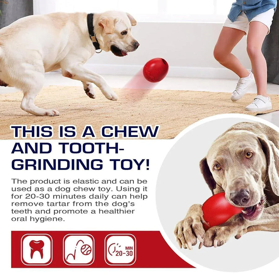 Licking Dog Gnawing Toy Slow Feeder Dinosaur Eggs Interactive Slow Food Dog Toy - Red