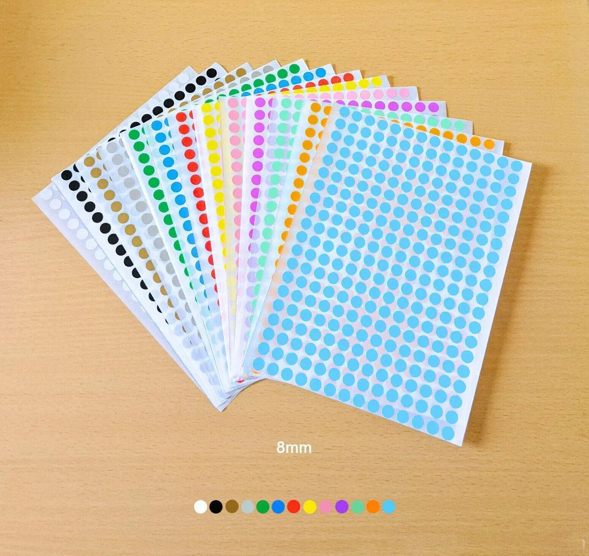Gold Assorted Sizes Colour Sticker Dots Adhesive Round Labels Circular Spot Scrapbook - 13mm*132 Dots