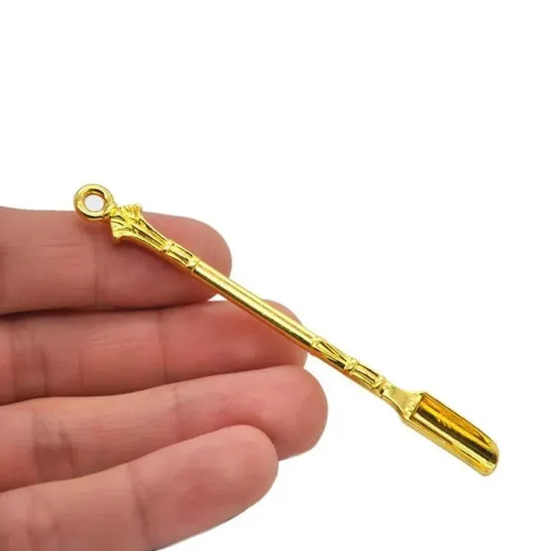2PCS Gold Mini Scoop Spoon Metal Powder Spatula for Kitchen Craft or Resin Use