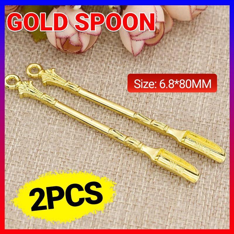 2PCS Gold Mini Scoop Spoon Metal Powder Spatula for Kitchen Craft or Resin Use