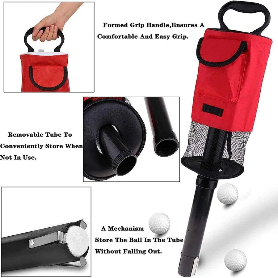 Golf Mesh Ball Pickup Tube Golf Accessories Portable Golf Ball Retriever Tool - Blue