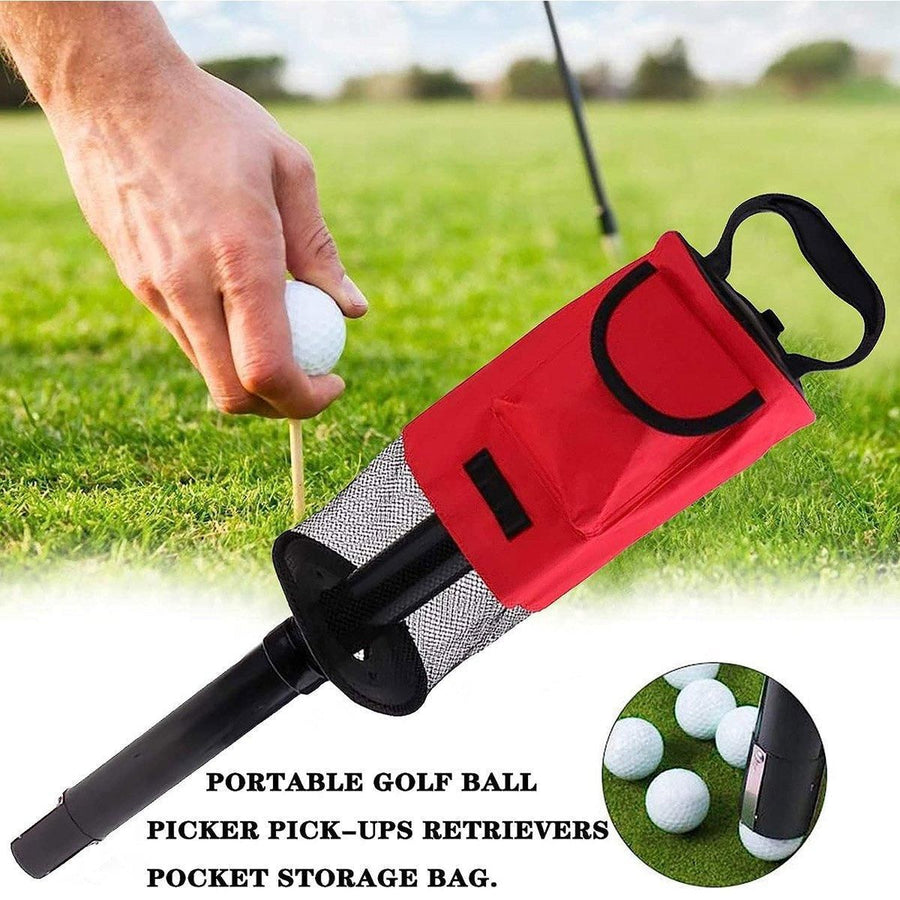 Golf Mesh Ball Pickup Tube Golf Accessories Portable Golf Ball Retriever Tool - Red