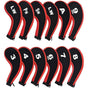 12Pcs Golf Head Cover Iron Putter Driver Headcover Protective Set Club Covers - Red