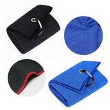 Golf Towel Waffle Cotton Sports Cleaning Cloth with Carabiner Clip - Top-Down View