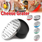 Stainless Steel Kitchen Cheese Grater with Container Storing Fruits Cheese Box - Grey