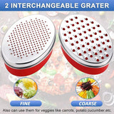 Stainless Steel Kitchen Cheese Grater with Container Storing Fruits Cheese Box - Red - Top-Down View