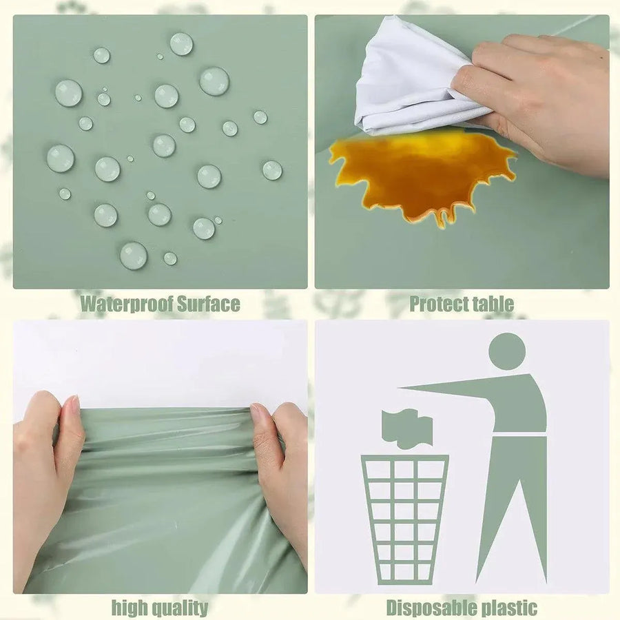 6pcs Green Disposable Tablecloths for Party and Event Decorations Table Covers