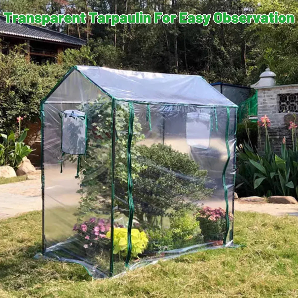 Plant Greenhouse Cover Clear Gardening Shelter Rainproof Tent Flower Shed House