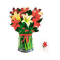 New Style 3D Pop Up Cards Paper Flower Bouquet Greeting Card for All Occasions - Greenish Lily Flower