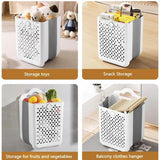 Household Foldable Dirty Clothes Basket Wall Mounted for Bathroom Storage - Top-Down View