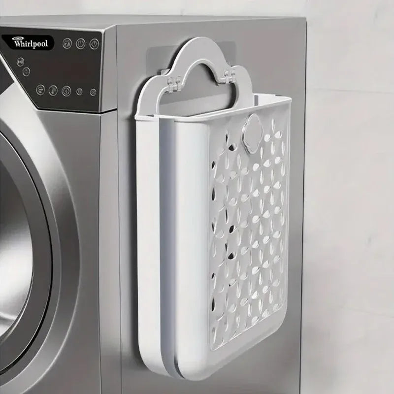 Household Foldable Dirty Clothes Basket Wall Mounted for Bathroom Storage