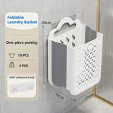 Household Foldable Dirty Clothes Basket Wall Mounted for Bathroom Storage - Low Angle