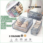 Foldable Drawer Organizer Divider Bra Sock Underwear Storage Closet Wardrobe - Grey with 11 Boxes
