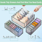 Foldable Drawer Organizer Divider Bra Sock Underwear Storage Closet Wardrobe - Grey with 11 Boxes