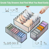 Foldable Drawer Organizer Divider Bra Sock Underwear Storage Closet Wardrobe - Grey with 11 Boxes - Side View