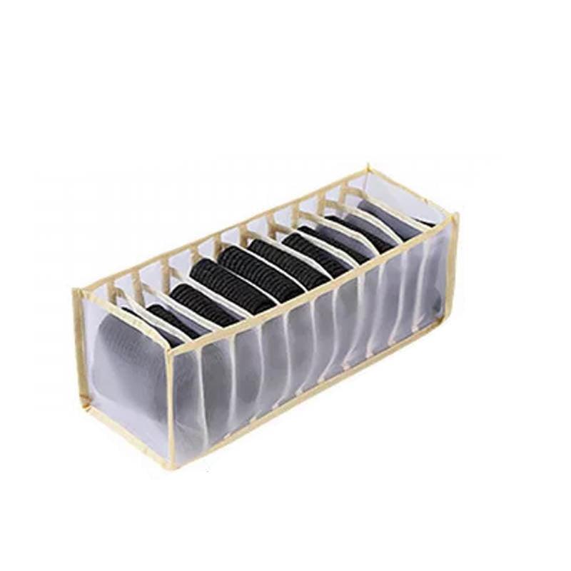 Foldable Drawer Organizer Divider Bra Sock Underwear Storage Closet Wardrobe - Grey with 11 Boxes