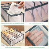 Foldable Drawer Organizer Divider Bra Sock Underwear Storage Closet Wardrobe - Grey with 6 Boxes - Top-Down View