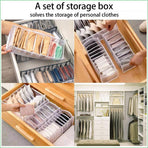 Foldable Drawer Organizer Divider Bra Sock Underwear Storage Closet Wardrobe - Grey with 7 Boxes