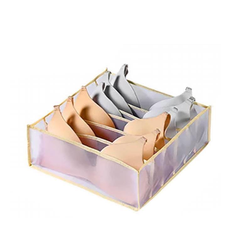 Foldable Drawer Organizer Divider Bra Sock Underwear Storage Closet Wardrobe - Grey with 7 Boxes