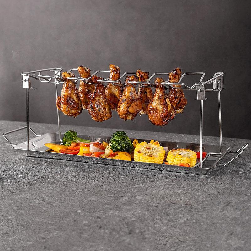 Foldable Stainless Steel Barbecue Grill Rack for Chicken Legs Outdoor Cooking