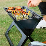 Grillz BBQ Grill Charcoal Smoker Outdoor Portable Camping Folding Steel Barbecue - Top-Down View