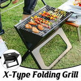 Grillz BBQ Grill Charcoal Smoker Outdoor Portable Camping Folding Steel Barbecue - Low Angle