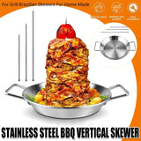 Stainless Steel BBQ Rotisserie Pan Kit Accessories with 3 Removable Iron Skewers